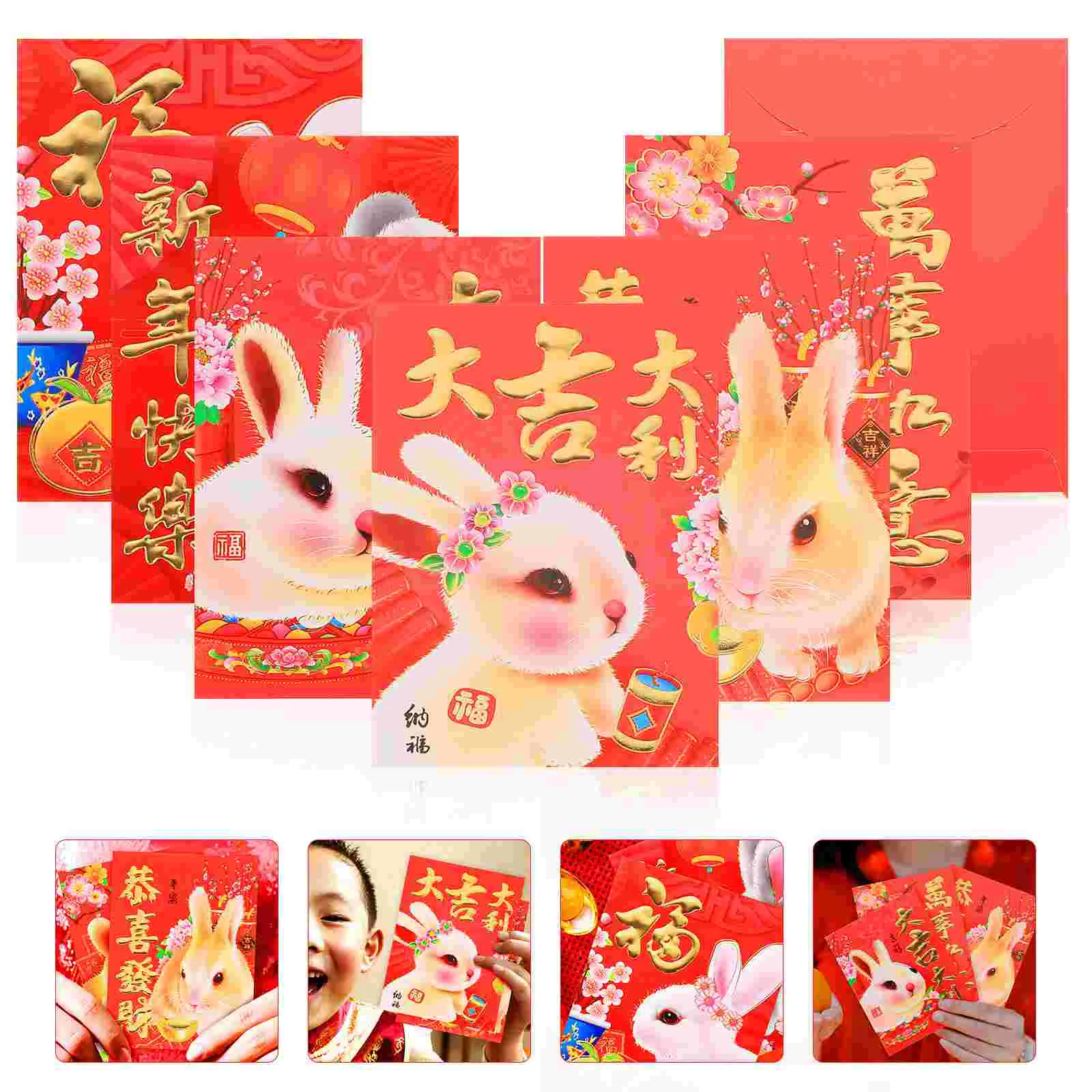 

Red Envelope Year Rabbit Bunny Money Bag Paper Packets Zodiac New Packs Packet Traditional Pockets Luck