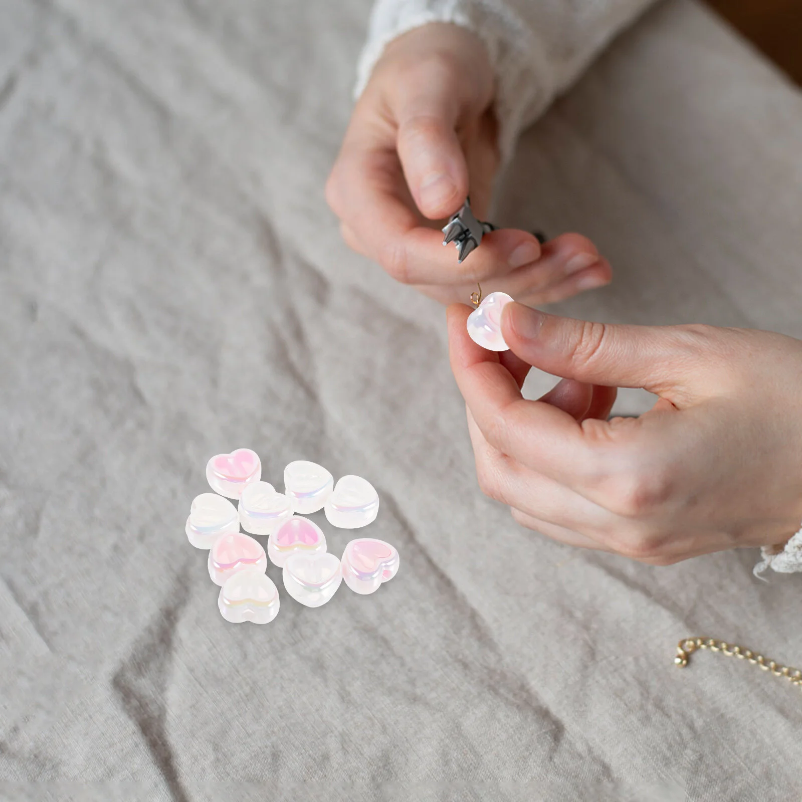 10 Pcs Beadwork Jewelry Making Beads Heart Shape Charms Beaded Pens DIY Acrylic Handcraft Crafts