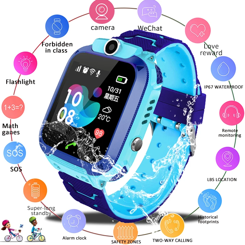 

Kids Smartwatch Android Watch Children's Watches SOS Phone Sim Card Wristwatch Dial Call Location Smartbracelet Waterproof Band