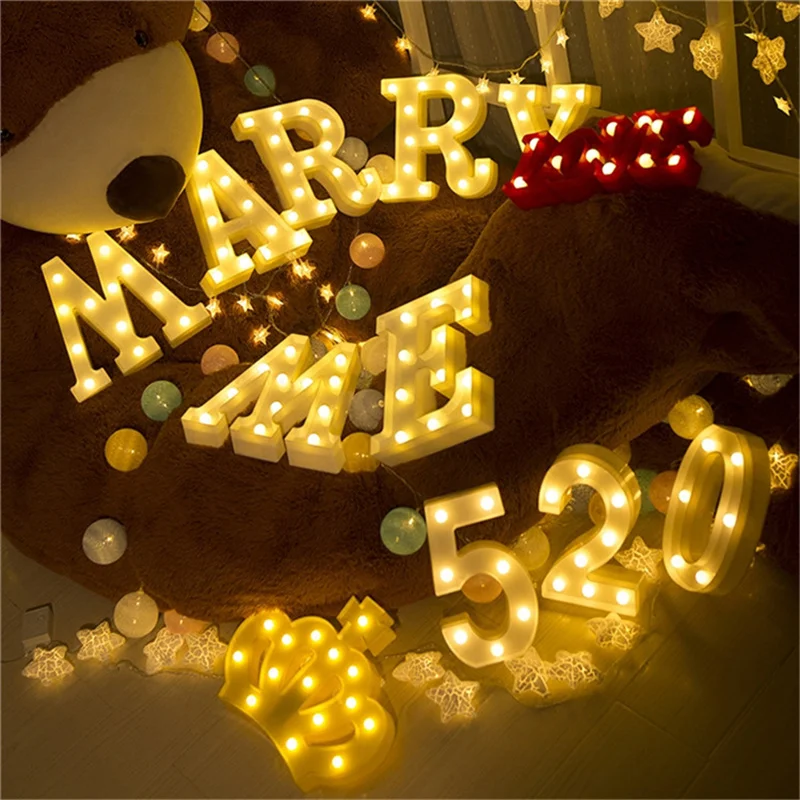 

Alphabet Letter LED Lights Luminous Number Lamp Decoration Battery Power Night Light Baby Bedroom Festival Party Home Decorative