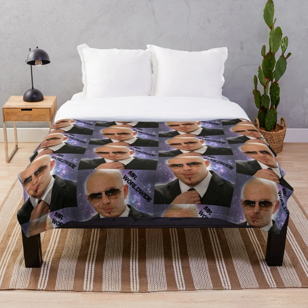 

Mr Worldwide Pitbull Throw Blanket Quilt Bedding for Girls Children Adult Gift Bedroom Decor Size Variety for Styles.