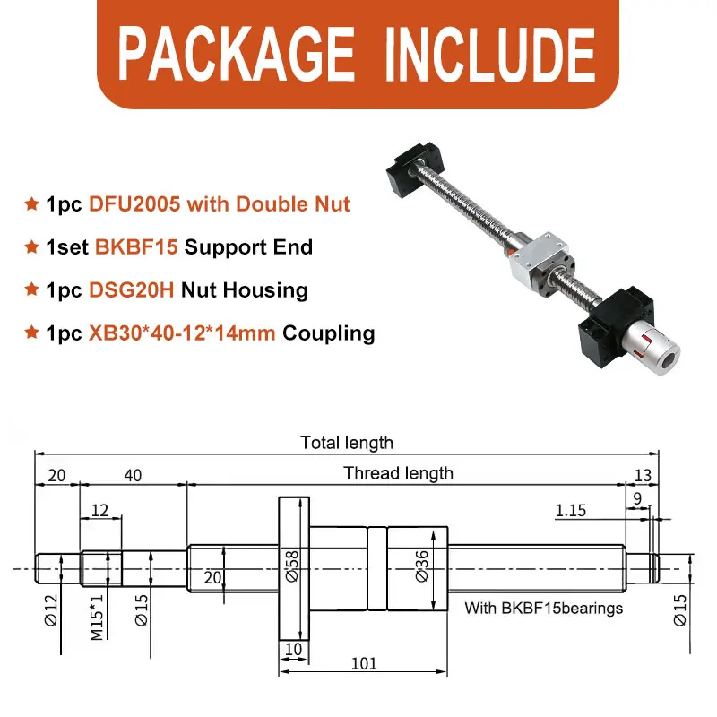 

Шариковый винт DFU с двойной гайкой LSWCBE