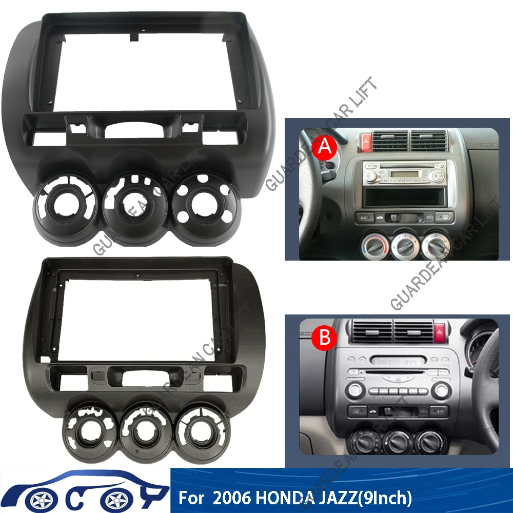 

2 DIN Car Stereo Audio Fascia Frame Adapter For Honda Fit City Jazz 2006 9Inches DVD Panel Bezel Frame Installation Trim