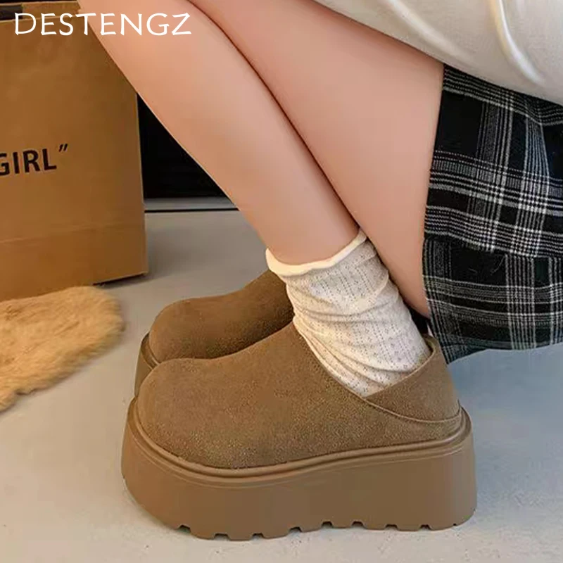 Женские зимние ботинки с леопардовым принтом на платформе замшевая обувь