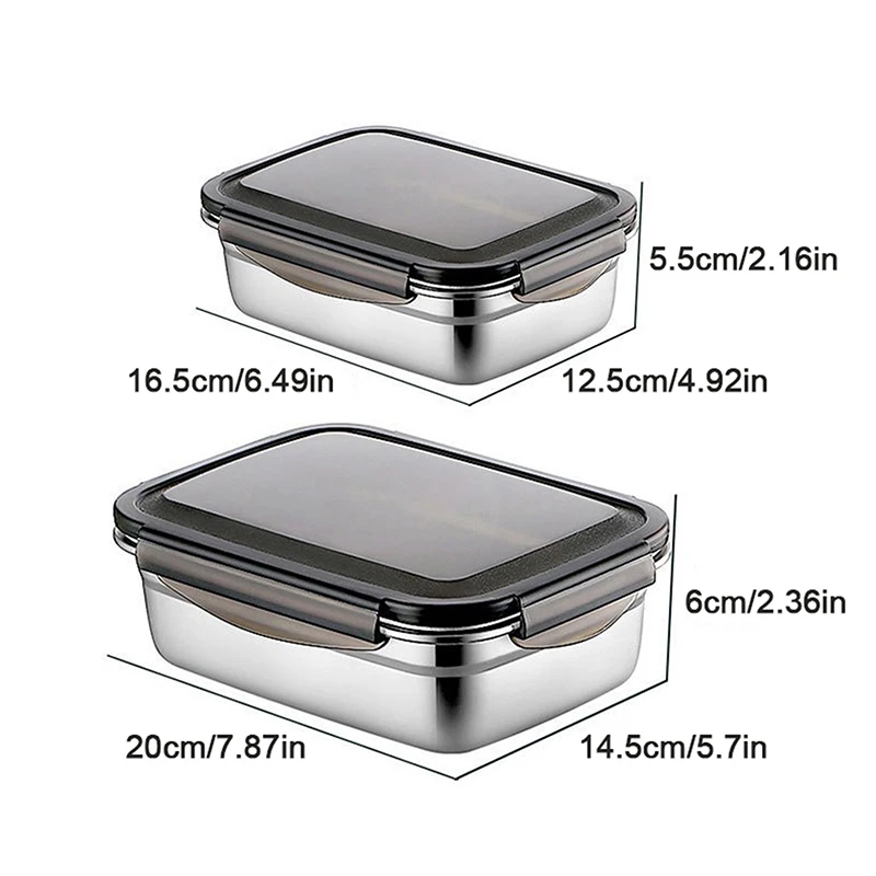 304 Stainless Steel Crisper Box Airtight Food Storage Container With Lid Lunch Bento Outdoor Picnic Camping Tool