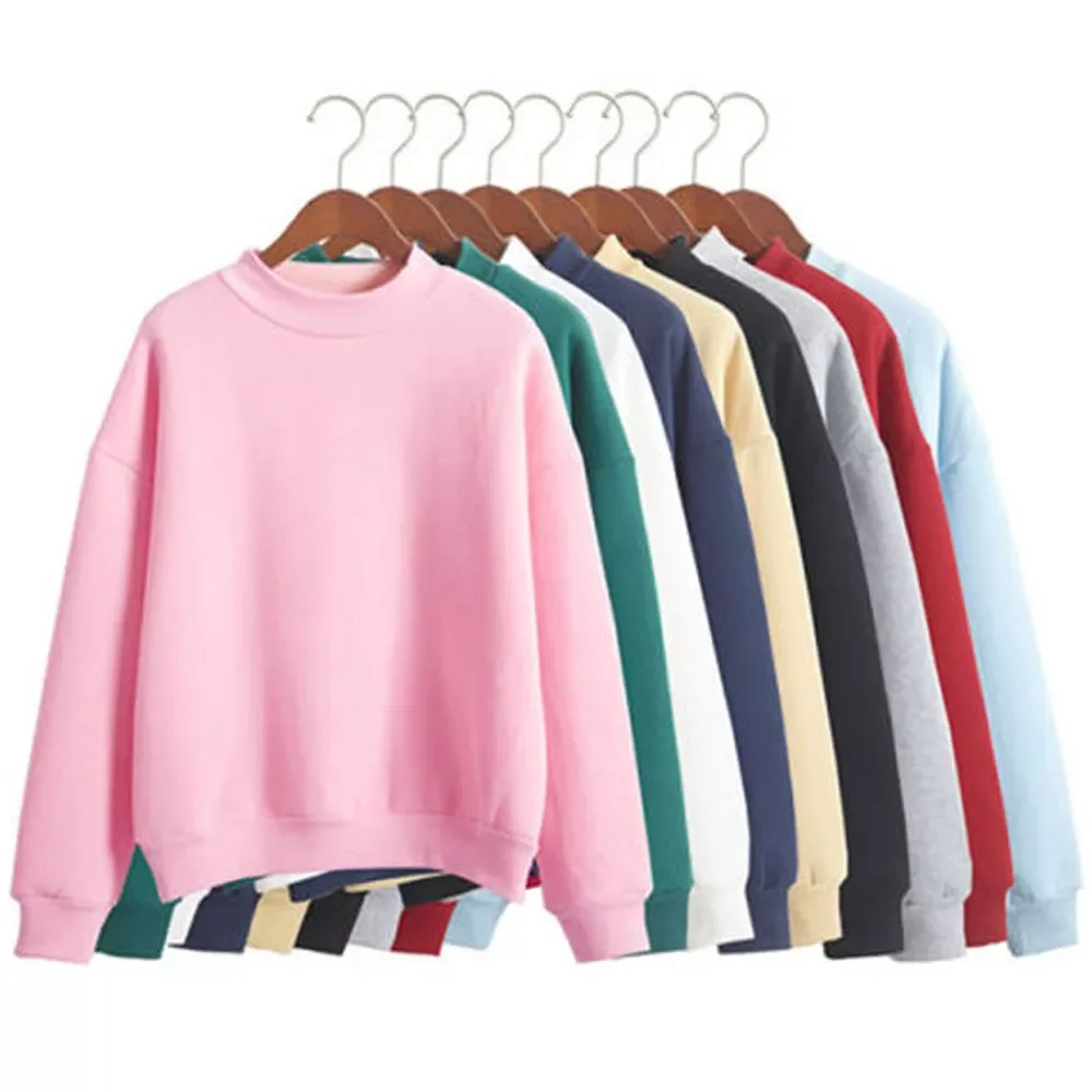 

Colors Women Hoodie Casual Turtleneck Sweatshirts Pullover Outwear Tops Loose Fleece Thick Knitted Sweatshirt S-XXL