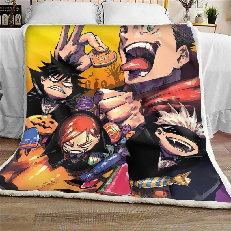 

Одеяла в стиле аниме для мальчиков-подростков, модные смешные удобные летние одеяла в стиле Харадзюку, юютсу, кайсен с принтом