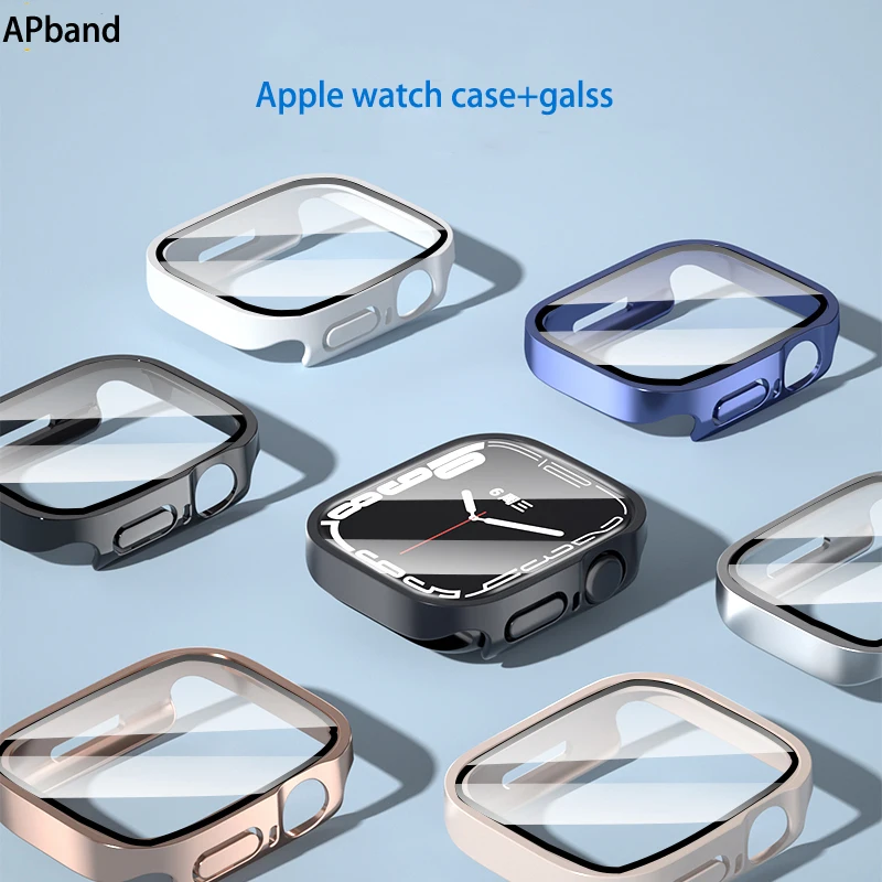 

Case+glass For Apple Watch series 7 8 45mm 41mm 44mm 40mm waterproof Screen Protector Accessorie Bumper iWatch 4 5 SE 6 Cover