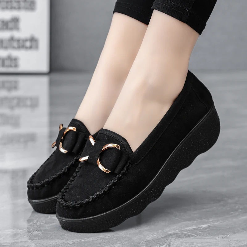 2023 Spring Summer Platform Women Shoes Flats Sneakers Luxury Suede Leather Women Casual Shoes Slip On Flats Heels Moccasins