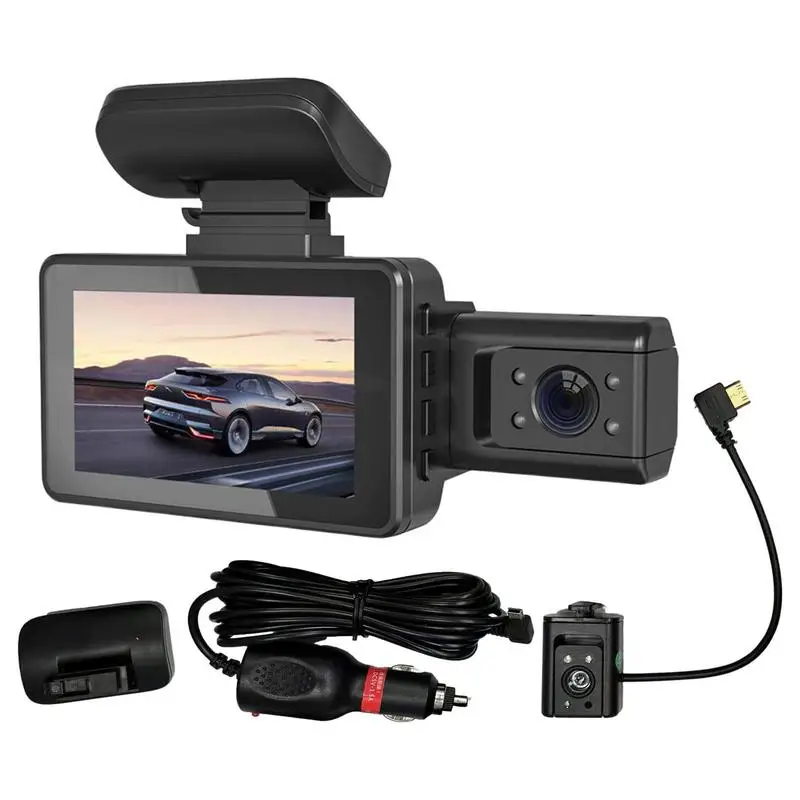 

Видеорегистратор с двумя камерами 1080P HD, внутренняя Передняя и задняя камеры, Автомобильный видеорегистратор, автомобильная широкоугольная камера ночного видения с углом обзора 170 градусов