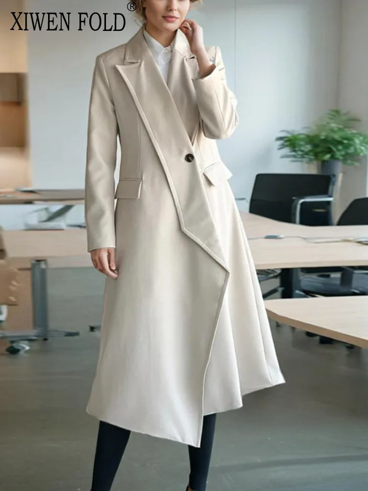 Асимметричная однотонная женская ветровка XIWEN на одной пуговице с отложным