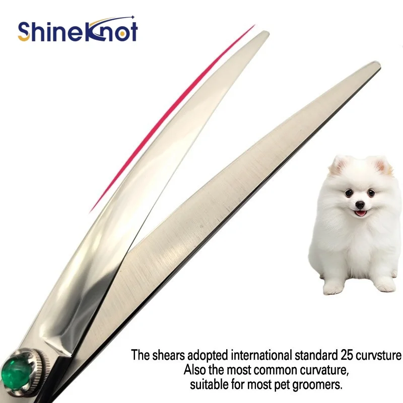 Фото Ножницы для груминга SHINEKNOT, 7,5 дюймов, изогнутые, для стрижки шерсти собак, с загнутыми лезвиями, для ухода за домашними животными №3