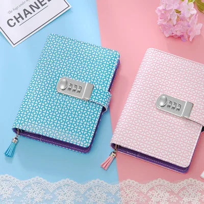 Diary book with lock Korean creative retro small fresh lovely elementary school children with password notebook stationery