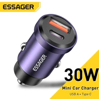 essager usb type c 30w mini car charger for iphone samsung xiaomi dual ports fast charging pd 3 0 quick3 0 mobile phone charger
