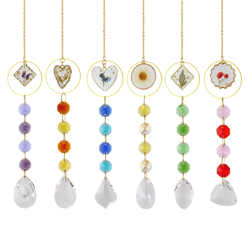 

Crystal Wind Chime Prism Catchers Round Ornament Curtain Garden Pendants