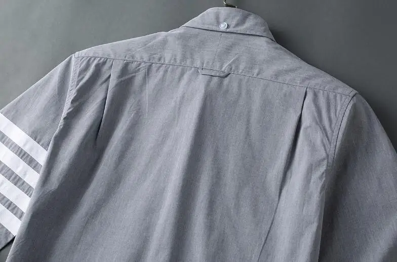 Man Shirt Gentleman Turn Down Collar Poplin Solid  New Shirts Men Slim Gray Long Sleeve Casual Shirt Thin Men's Clothing
