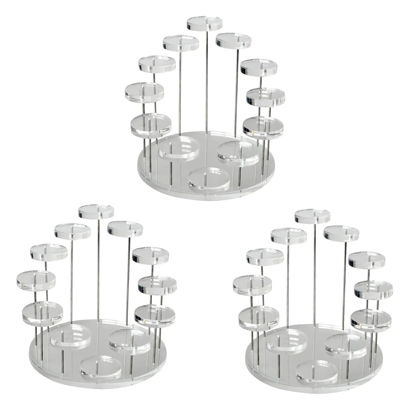 

3X Fashion Multi-Layer Acrylic Ring Display Rack Earring Holder Pendant Gemstone Showcase Display Stand Transparent