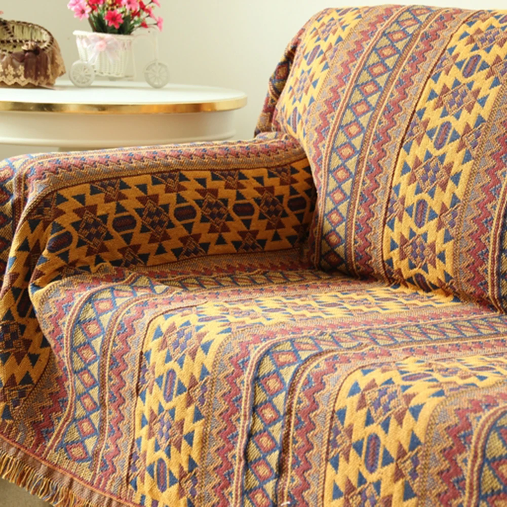 

Bright Cotton Woven Line Blanket Sofa Towel Knitted Thickened Bohemian Bed Blanket