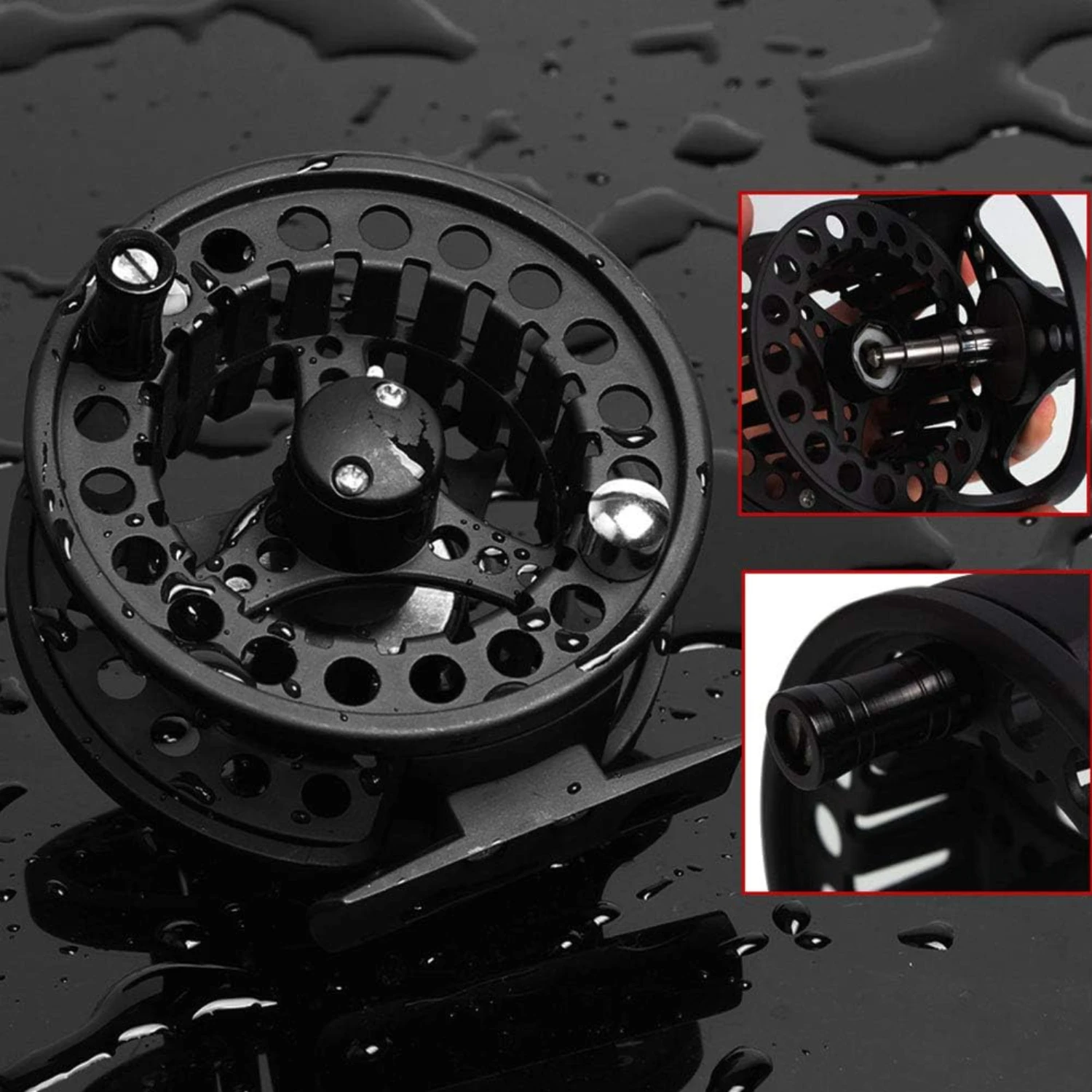 Durable High-Quality Blue Red Black and Silver Aluminum Alloy Fly Fishing Reel - Excellent Choice for Ice with Left a