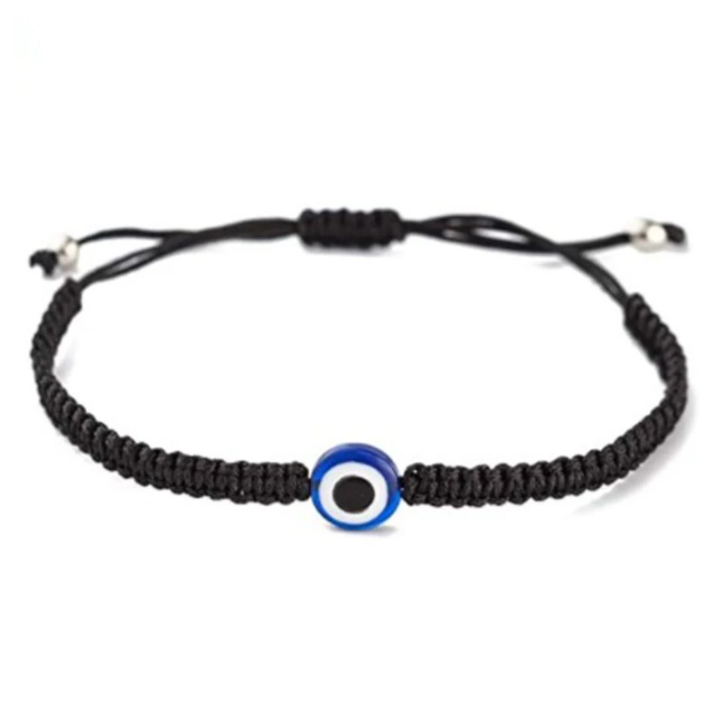 Trendy Demon Eye Bracelet European and American Wax Rope Turkey Blue Eye Round Drop Shape Necklace for Women images - 6