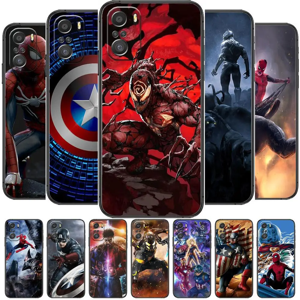 

marvel superheroes For Xiaomi Redmi Note 10S 10 9T 9S 9 8T 8 7S 7 6 5A 5 Pro Max Soft Black Phone Case
