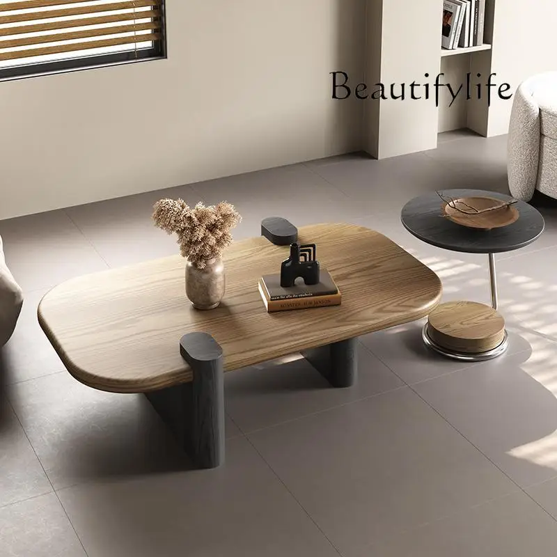 Итальянский минималистичный средневековый журнальный столик из цельного дерева