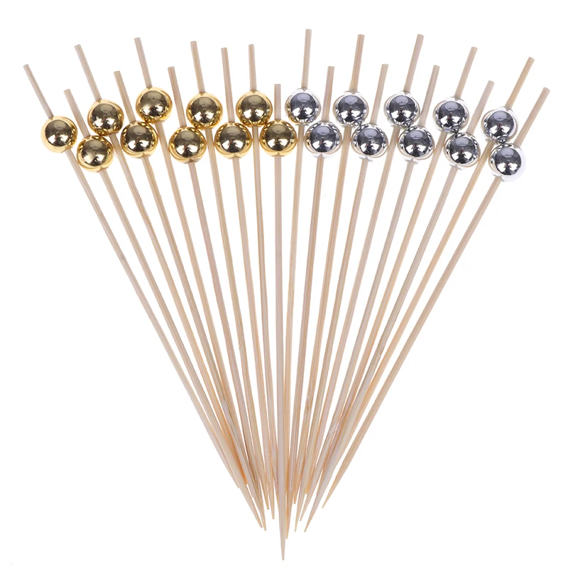 

100pcs Disposable Bamboo Forks Fruit Sticks Cocktail Picks Party Tableware