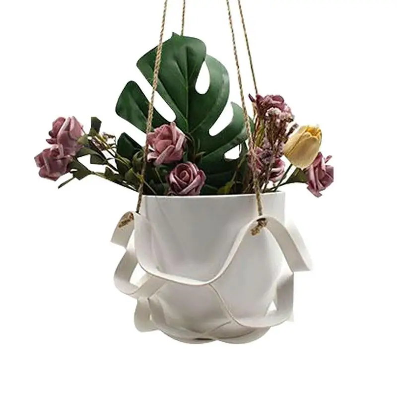 

Leather Plant Hangers Leather Indoor Planter Hangers Portable PU Leather Plant Pot Holder Macrame Basket For Gardens Balconies