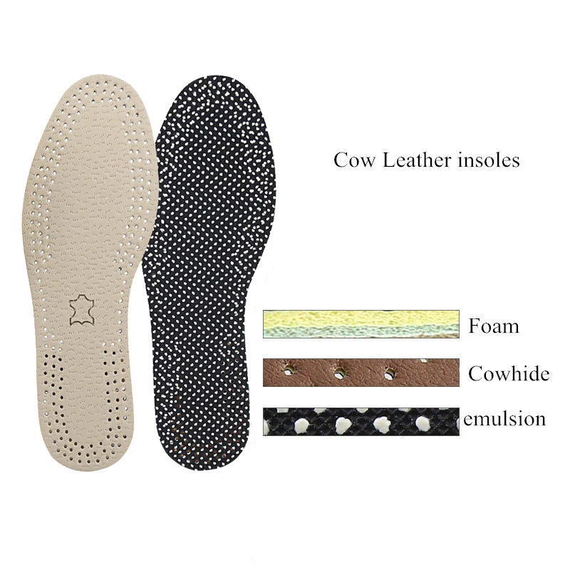 2 Pair Cowhide leather insoles for shoes Men Women Non-Slip Sweat-Absorbent Breathable Flexible Delicate Shoe Pad insert