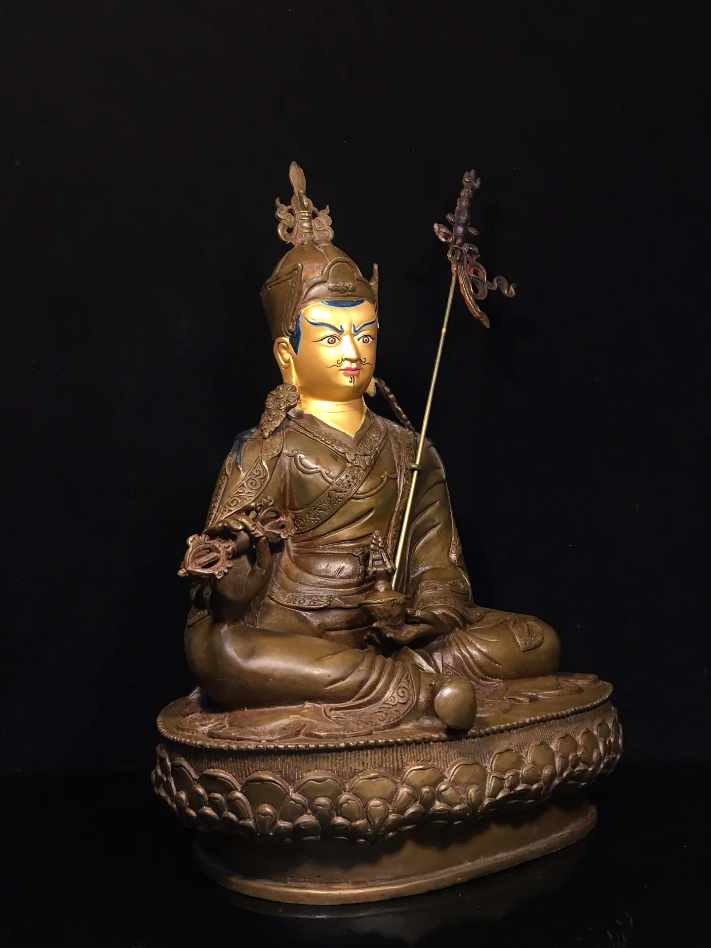 Бронзовая статуэтка 44 см Seiko из чистой меди картина на лицо Padmasambhava Guru rinpochi Master