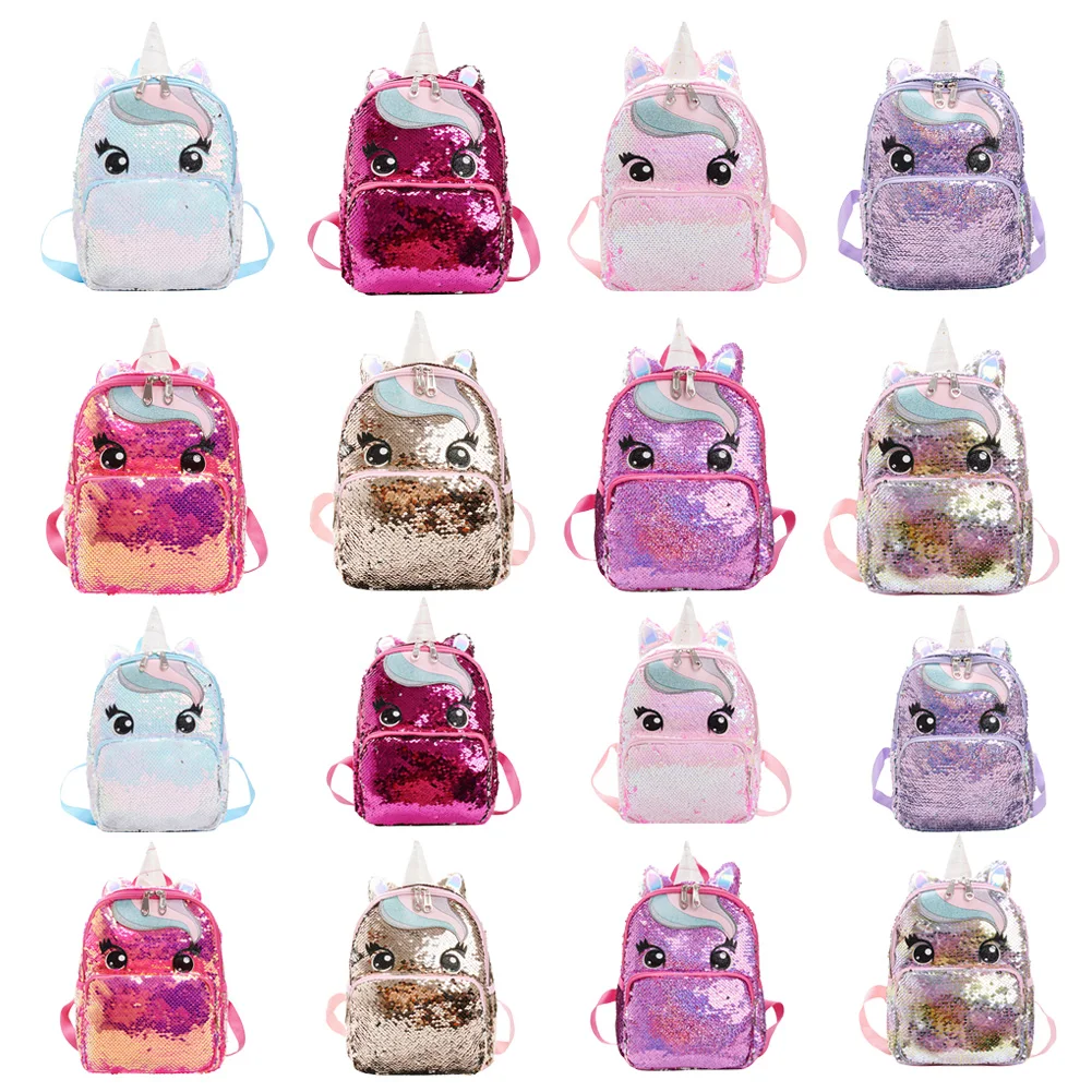 

Sequin Horns Big Eyes Women's Backpack Fashion Personality Family Daily Handbag Large Capacity Student Backpack Kids Women Bag