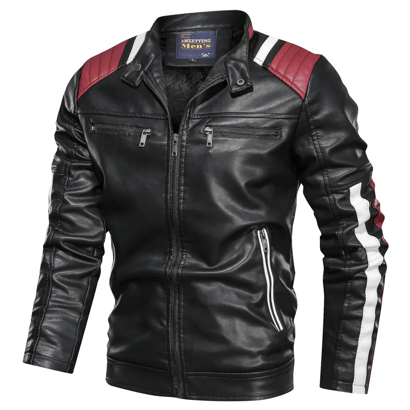

Теплая Байкерская мужская куртка из искусственной кожи, с воротником-стойкой, мотоциклетная верхняя одежда, качественная куртка, Повседневная модная мужская верхняя одежда, зима 2022