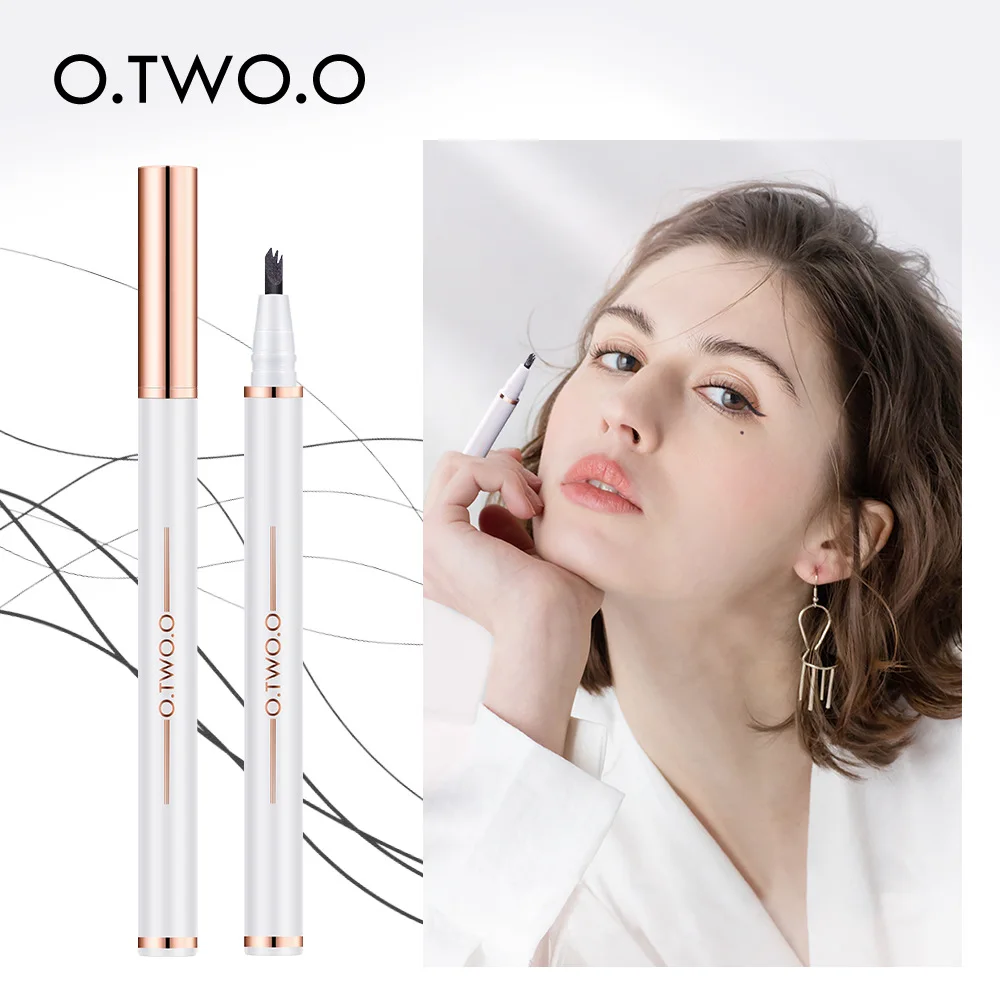 

O.TWO.O Liquid Eyebrow Pen 3 Fork Tip Waterproof Eyebrow Pencil Cosmetics Long Lasting Makeup Natural Dark Brown Brow Pen