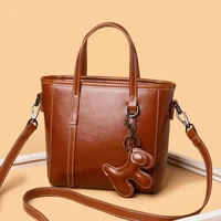 fashion bucket designer handbags womens genuine leather casual vintage tote shoulder bags for lady shopper black crossbody bag