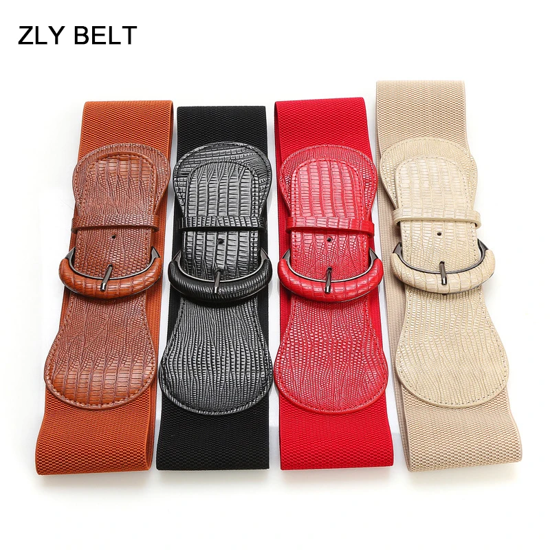 ZLY 2022 New Fashion Waist Band Women Luxury Elegant PU Leather Material Adjustable Elastic Casual Style Alloy Pin Buckle Belt
