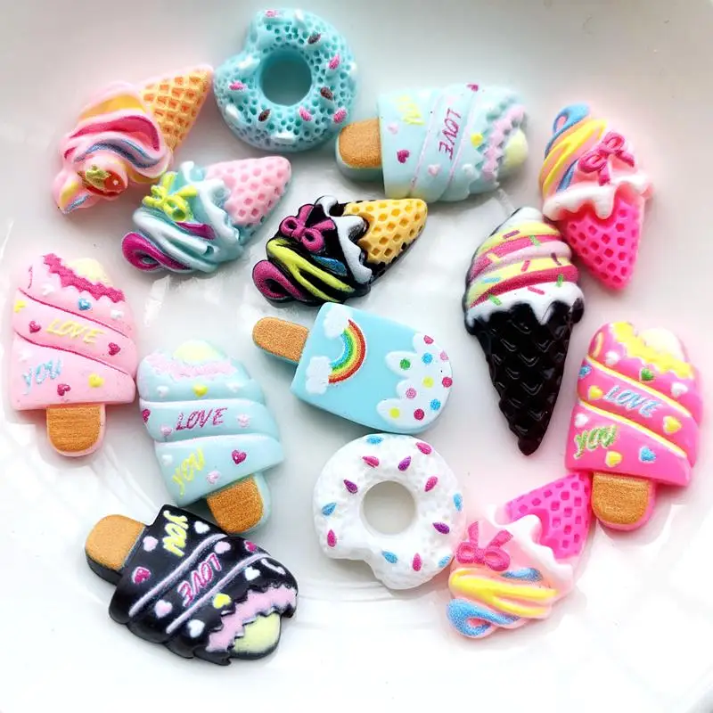 

Mixed ice cream cake resin flat back DIY food decoration accessories mobile cream scrapbook embellishments 50pcs