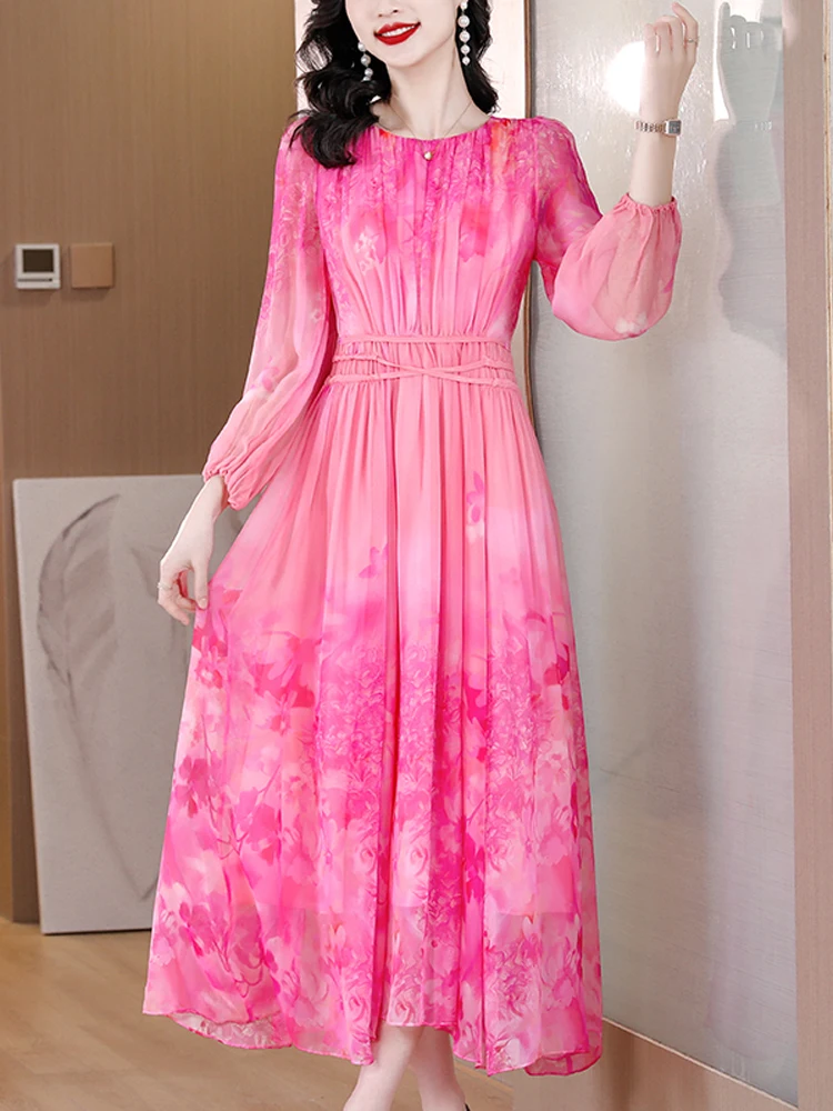 

Runway Designer Summer Print Dress for Women Elegant Midi Pink Party Vestidos 2023 New Fashion Plus Size Clothes