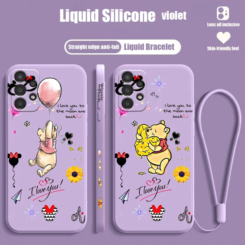 

Winnie the Pooh Love Liquid Left Rope Case For Samsung A91 A81 A71 A51 A41 A31 A11 A50S A3 A03S A02 A01 Core Cover