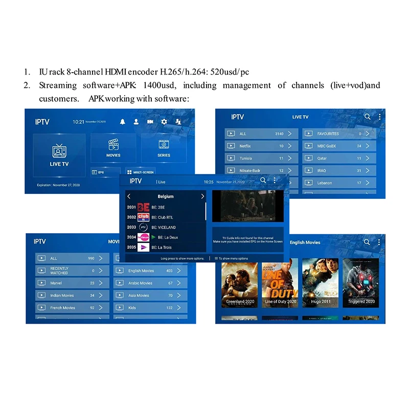 Дешевое локальное решение IPTV 1U стойка кодер программное обеспечение для