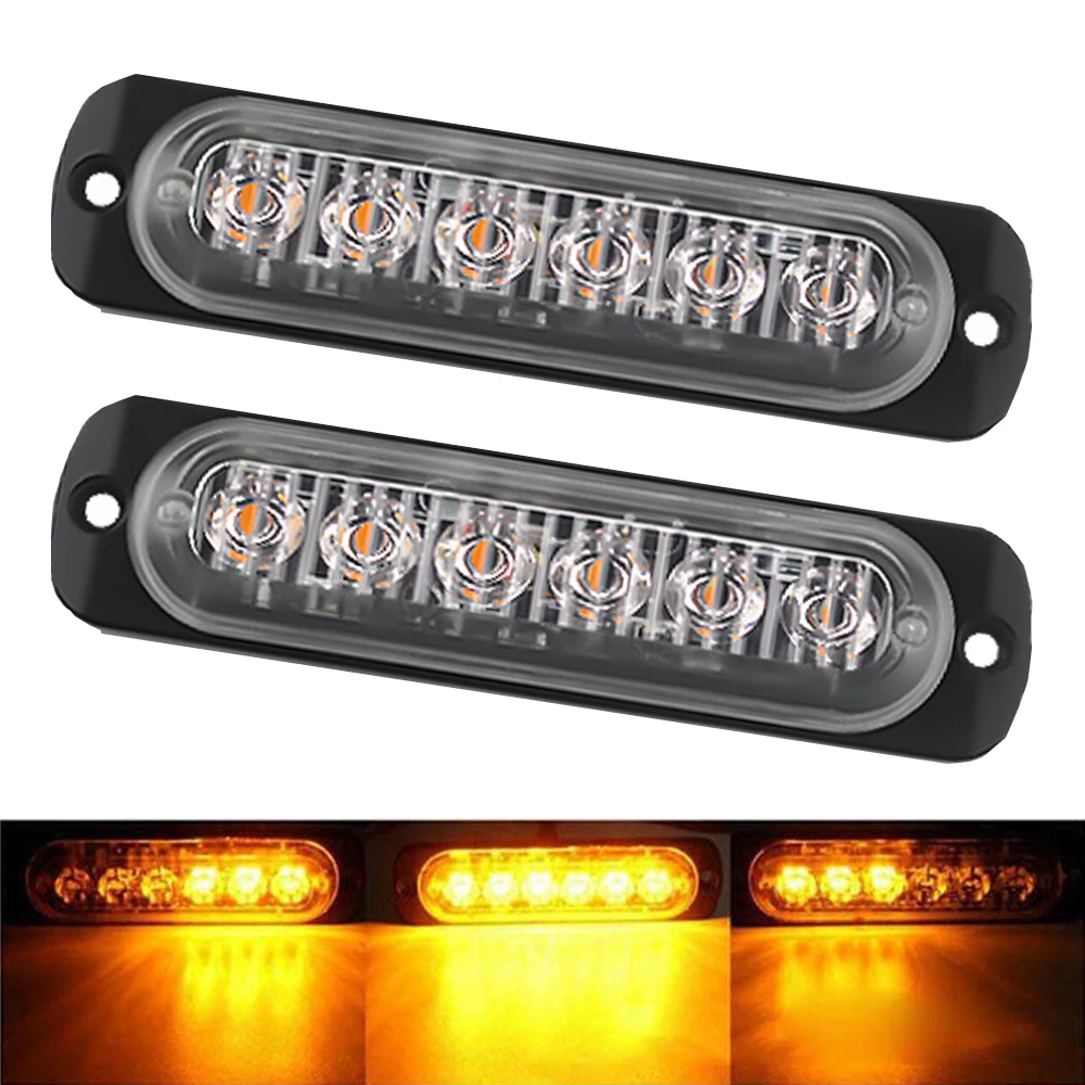 

Truck 12V 24V 6LED Strobe Warning Light Strobe Grille Flashing Lightbar Car Beacon Lamp Amber Yellow White Traffic Light