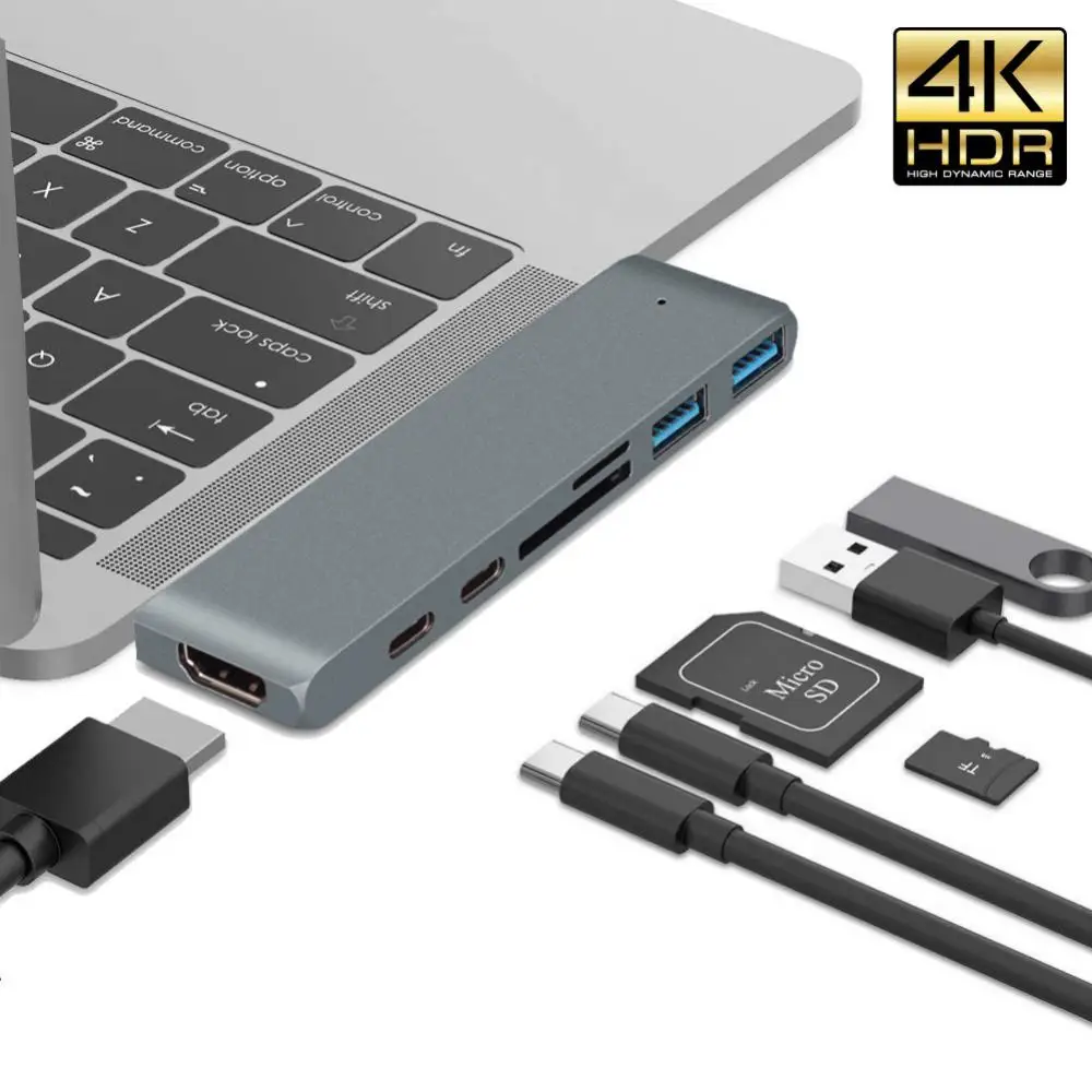 

With Sd / Tf Card Reader USB C 3.1 Type C Hub Portable Type-c Docking Station 100w USB C Adapter 7in1 Type-c Docking Station