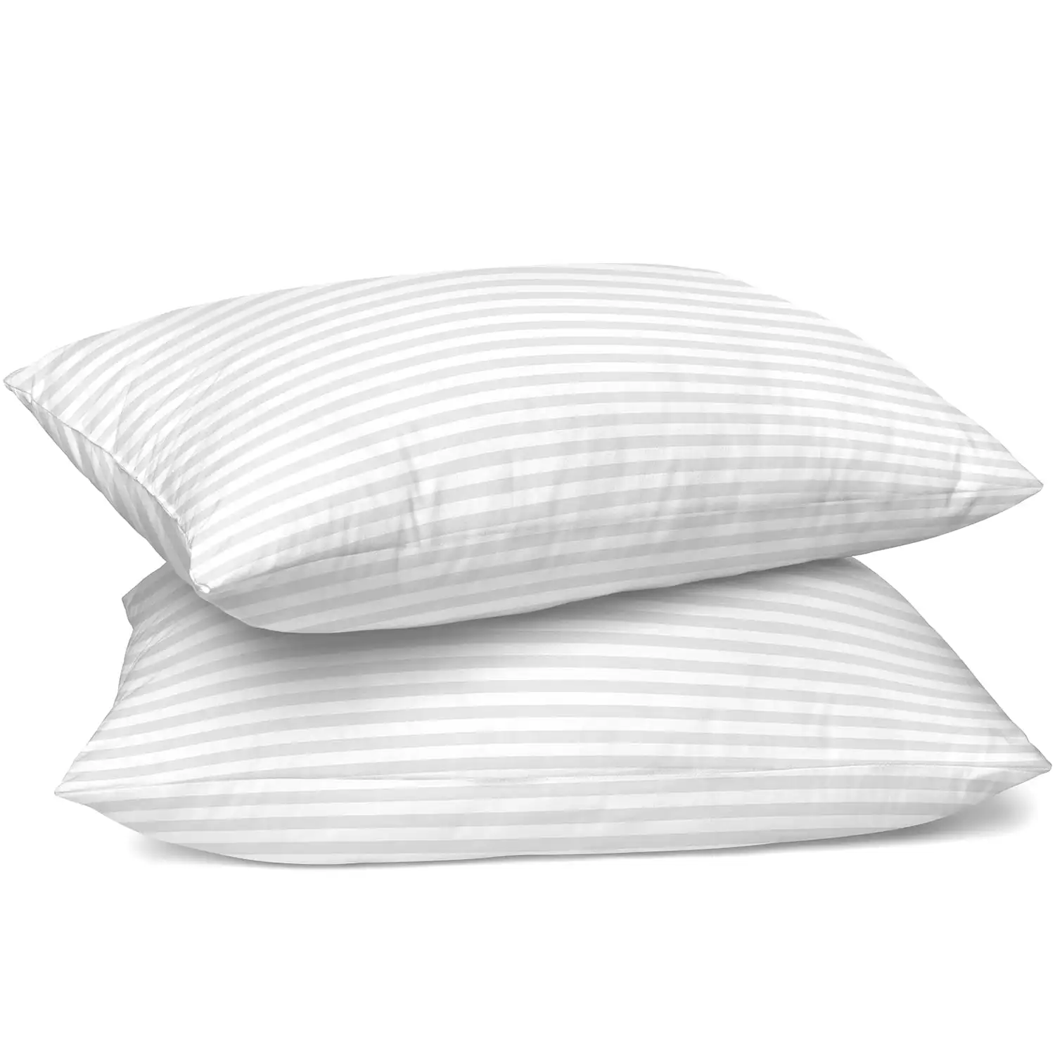 

Decor Collection Luxury Hotel Pillows - Sleeping Pillows for Bed, Cotton Stripes Queen Pillows Set of 2