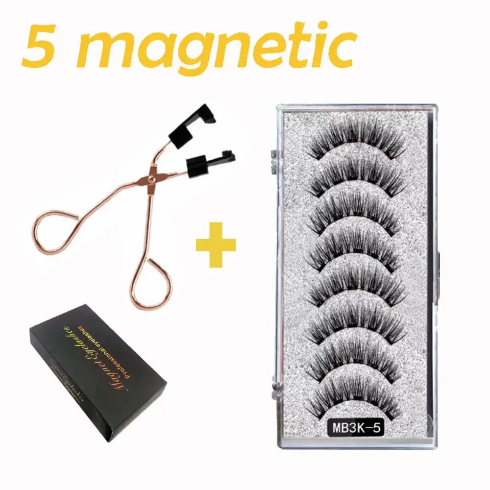 

8 шт. 3D натуральные магнитные ресницы, с 5 магнитными ресницами ручной работы, многоразовые магнитные Накладные ресницы с магнитным пинцетом