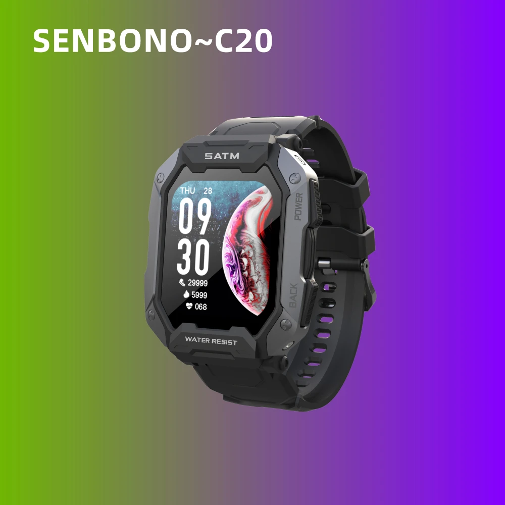 

SENBONO 2022 Men's Smart Watch 5ATM IP68 Waterproof Swimming Health Monitoring 24 Sports Modes Watches Smartwatch for IOS Xiaomi