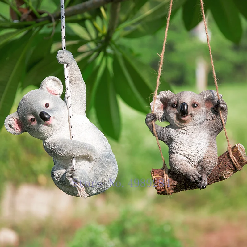 

Creative Simulation animal outdoor patio garden Cartoon Koala panda Swinging suspension Animal sculpture Crafts decorations