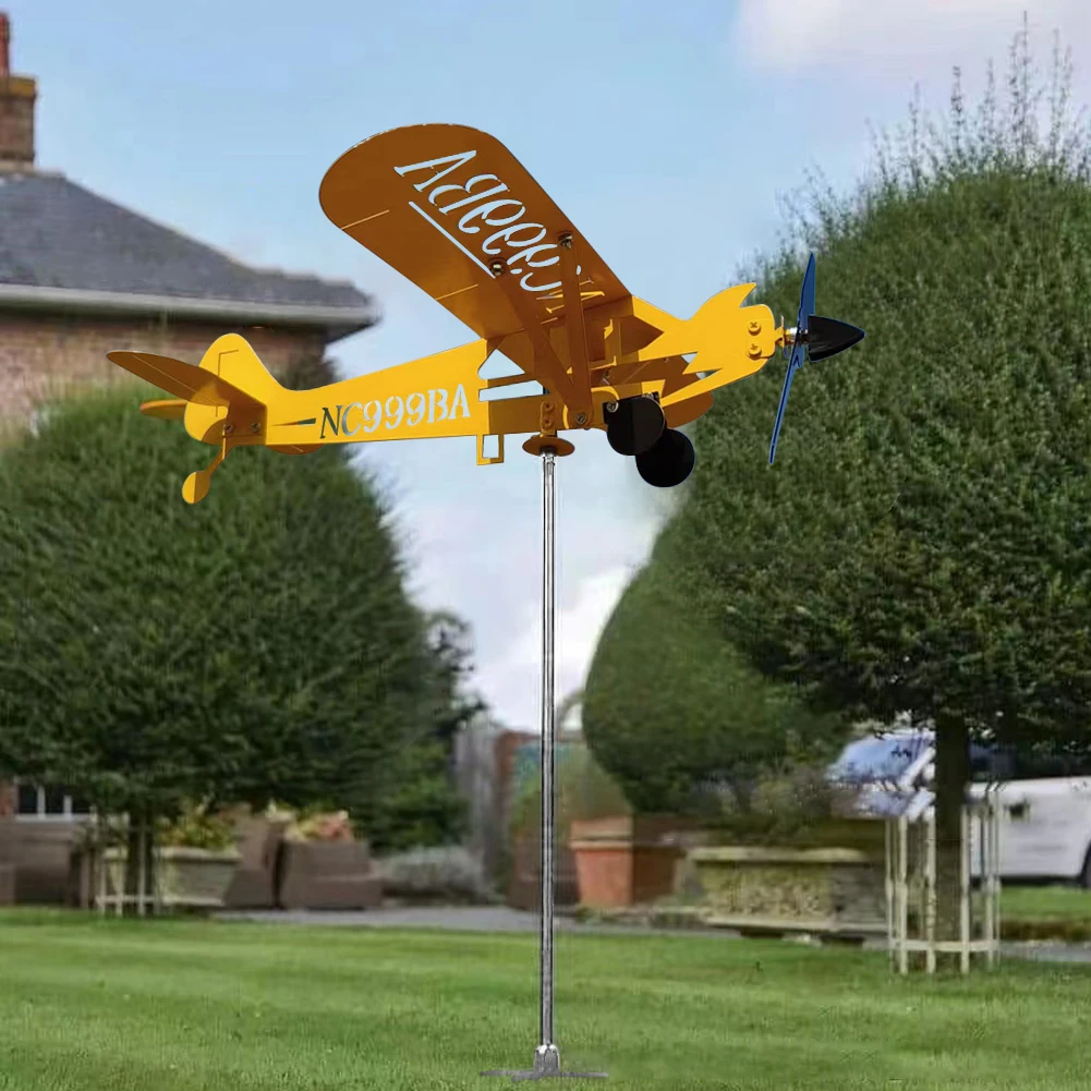 

Wind Spinner Plane Metal Airplane Weather Vane Outdoor Roof 3D Wind Direction Indicator Weather Vane Garden Decor