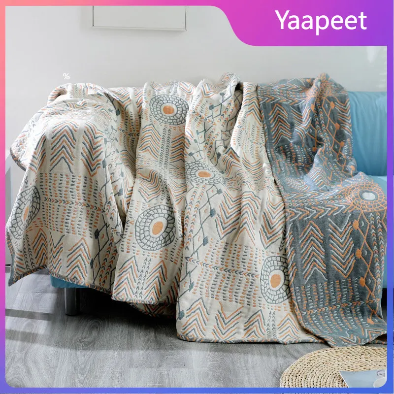 

Bohemian Cover Blanket Cotton Linen Summer Bed Sofa Travel Soft And Light Hiking Hotel Restaurant Bed Cover Sofa Blanket