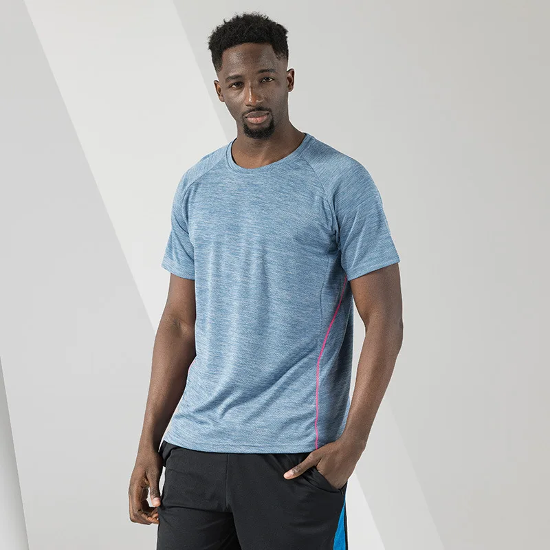 

Summer New Fashion Round Neck Ice Silk Short-sleeved T-shirt Men's Loose Casual Quick-drying Sportswear Sweat-absorbing Top