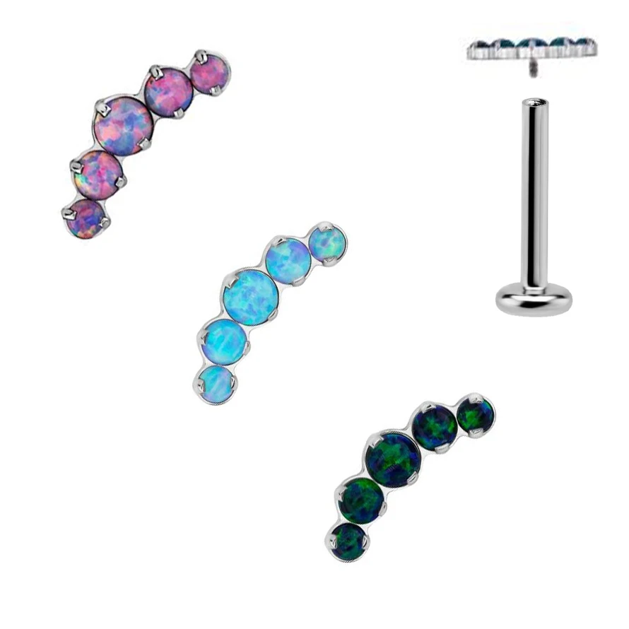 

Ювелирные изделия для пирсинга из титана ASTM F136, изогнутые, 5 круглых, опаловые, для губ, козелка уха, завитка ушной раковины