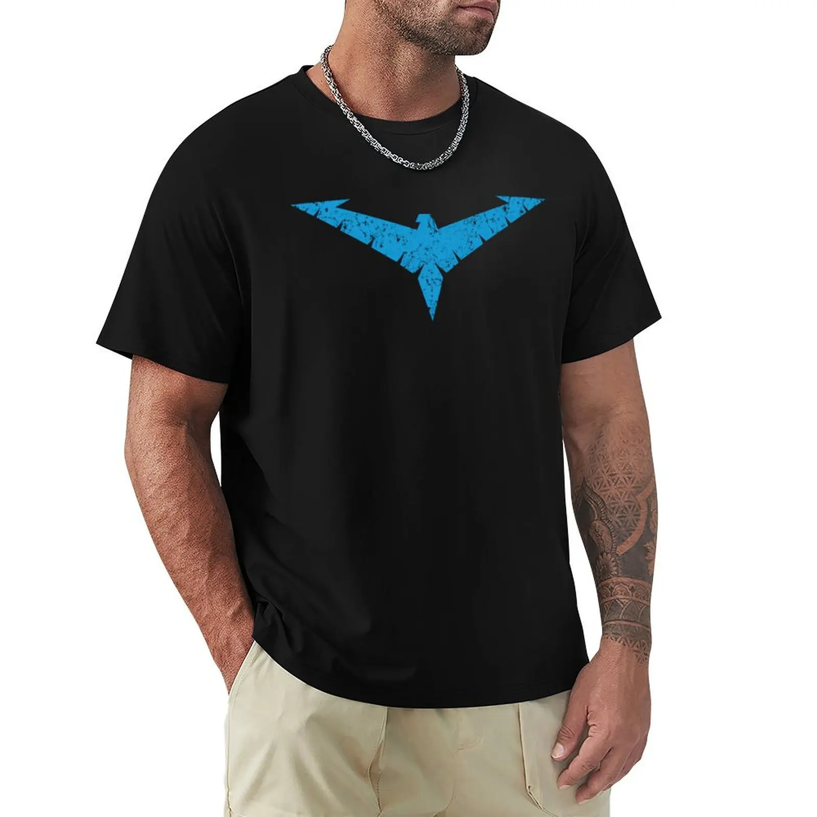 Фото Футболка Nightwing Dick Grayson Symbol Distressed, повседневная, больших размеров №1